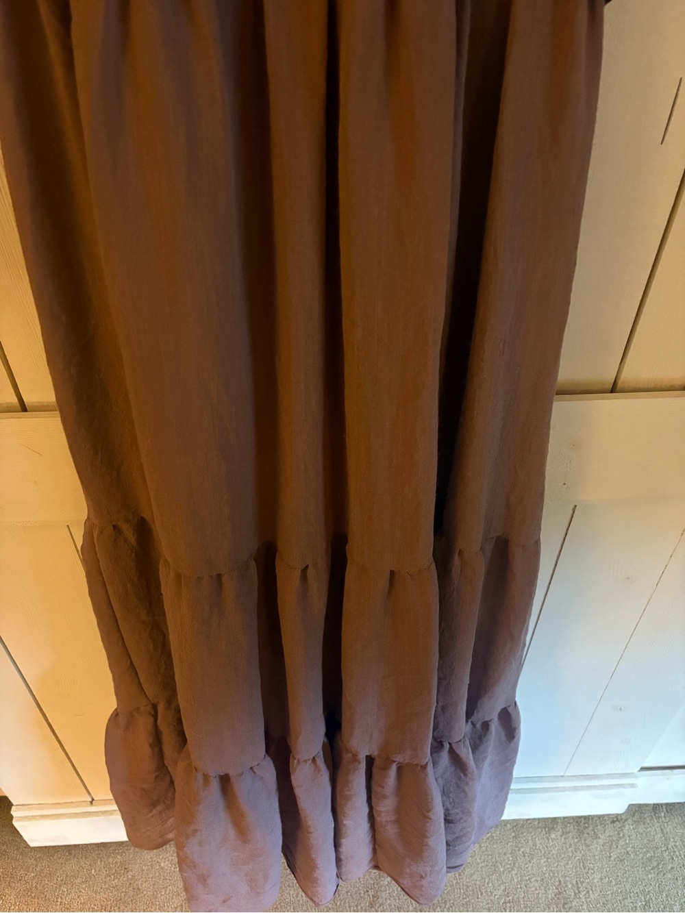 Women’s Maxi Dress - Taupe Halter Tiered Maxi - Picture 4 of 5